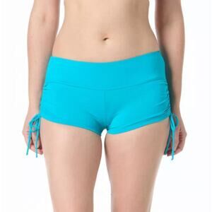 Beach House Women's Sea Blue Adjustable Side Tie Swim Short Bottoms Size 14